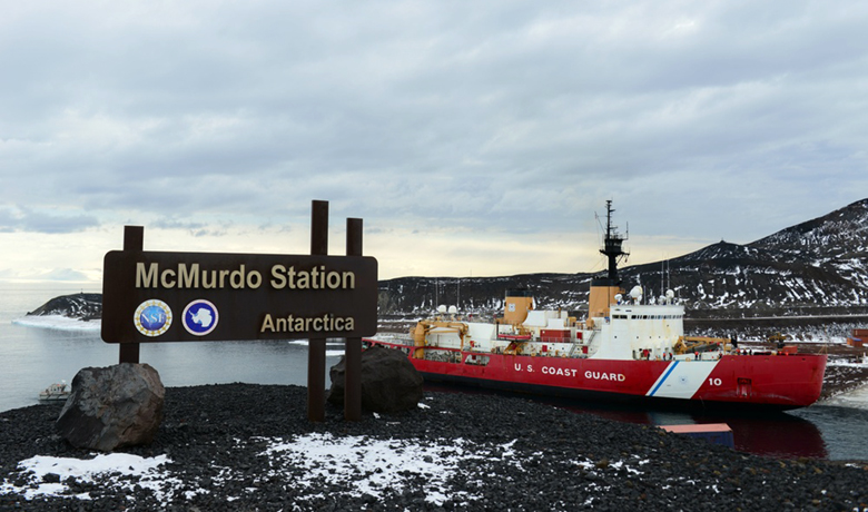 Coast Guard Cutter Polar Star at Work in Antarctic Breaking Ice at McMurdo Station