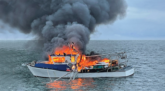 Trawler Burns to Waterline Off Coast of Oregon